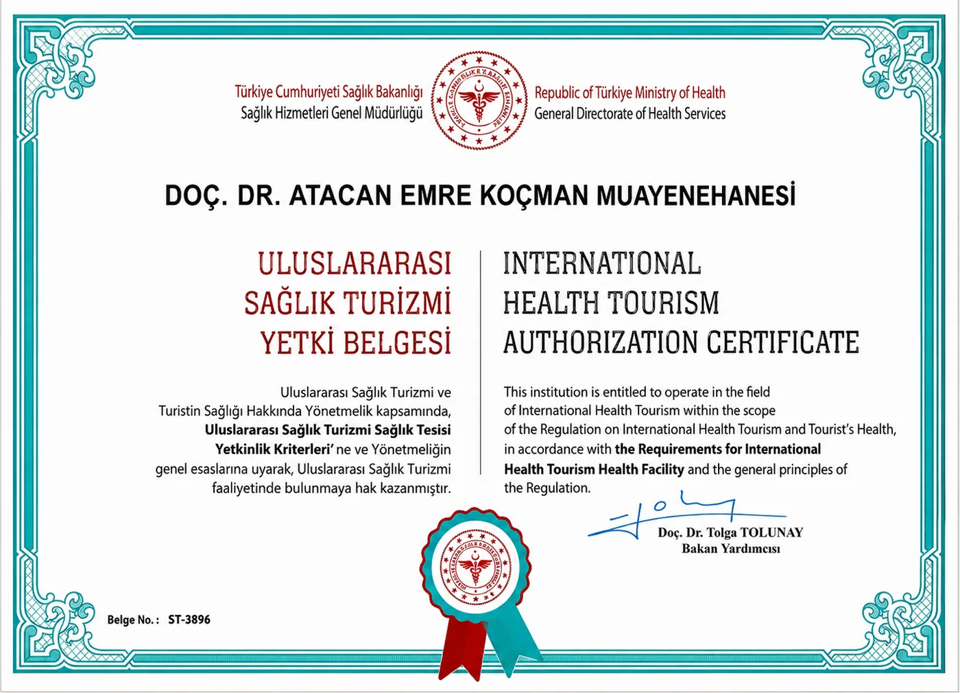 International Health Tourism Authorization Certificate — Türkiye Ministry of Health